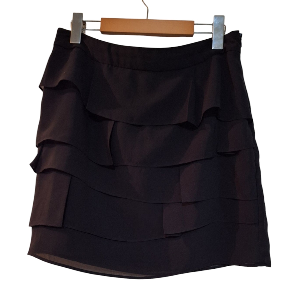 ALFRED SUNG Black Tiered Mini Skirt Cocktail